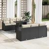 7-piece Garden Sofa Set with Cushions Black In Poly Rattan, 2-seater Garden Sofa with Cushions Black In 3348383