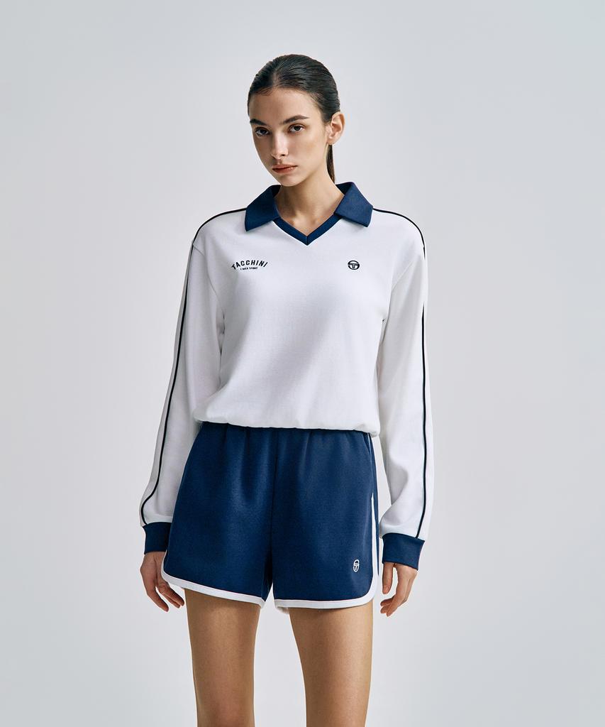 Мужская футболка-поло SERGIO TACCHINI с V-образным вырезом, длинным рукавом, из двойного трикотажа