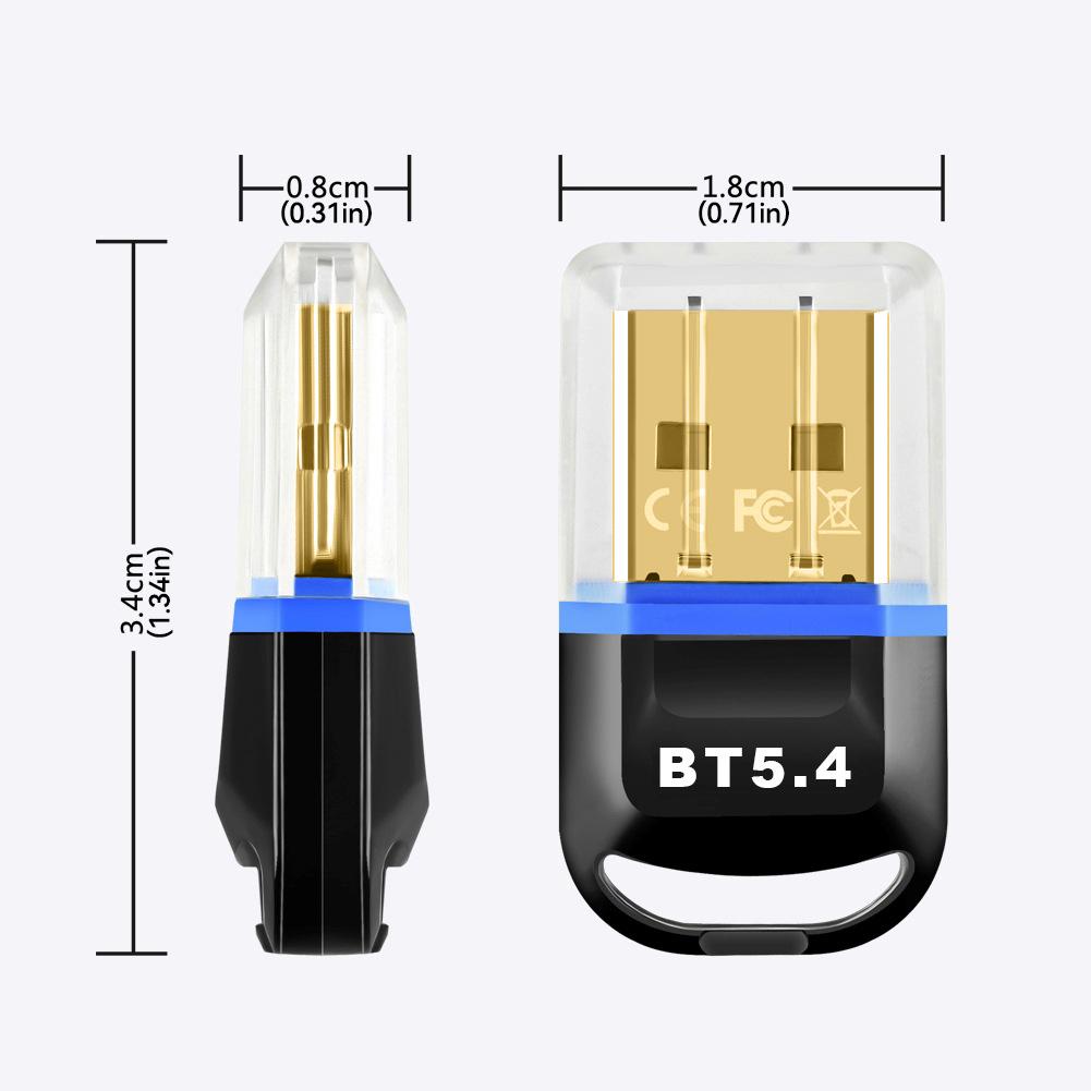 USB Bluetooth 5.4 Адаптер Не требующий драйверов Приемник Передатчик для ПК Динамик Беспроводная мышь Клавиатура Музыка Аудио