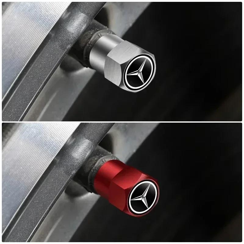 UMZJP1 New For Mercedes Benz 4Pcs Metal Car Tire Valve Caps Wheel Dust Cover Car Accessories for Mercedes Benz AMG W204 W211 W212 W213