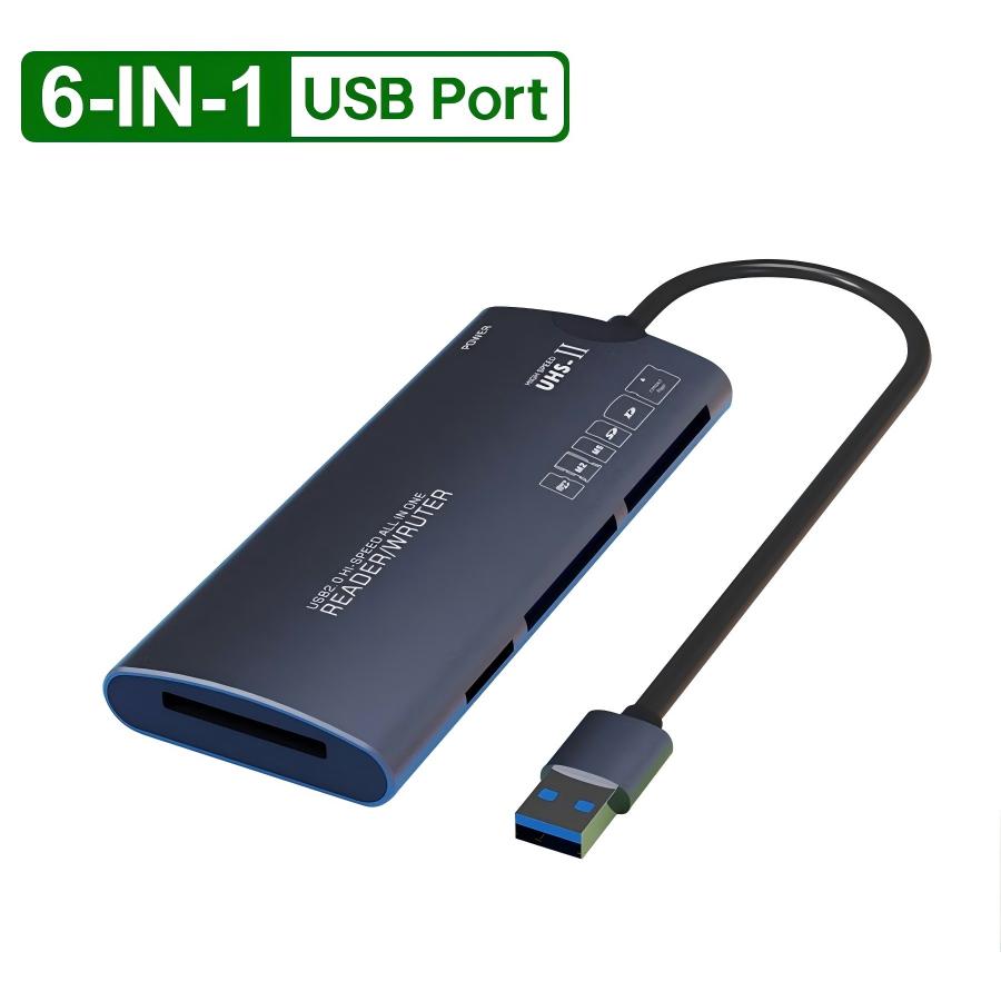 Xiaomi Многофункциональный картридер 6-в-1 USB 2.0/Type-C Адаптер для карт памяти SD/TF/XD/CF/M2 Передача данных Подходит для различных применений