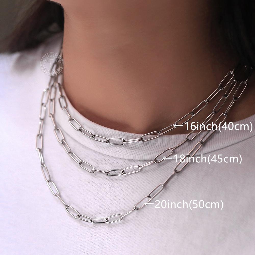 3-5MM Paperclip Chain Necklaces for Women Mens Silver/Gold Color Stainless Steel Cable Link Chain Gold Tone Choker Birthday Gifts