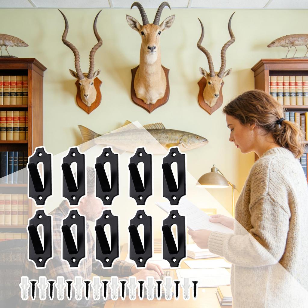 Deer Skull Mount 10 Pieces Anti-Slip Metal Hook Deer Mount Hanger Wall Hooks For Antler Bear Antelope Coyote Pronghorn Smaller