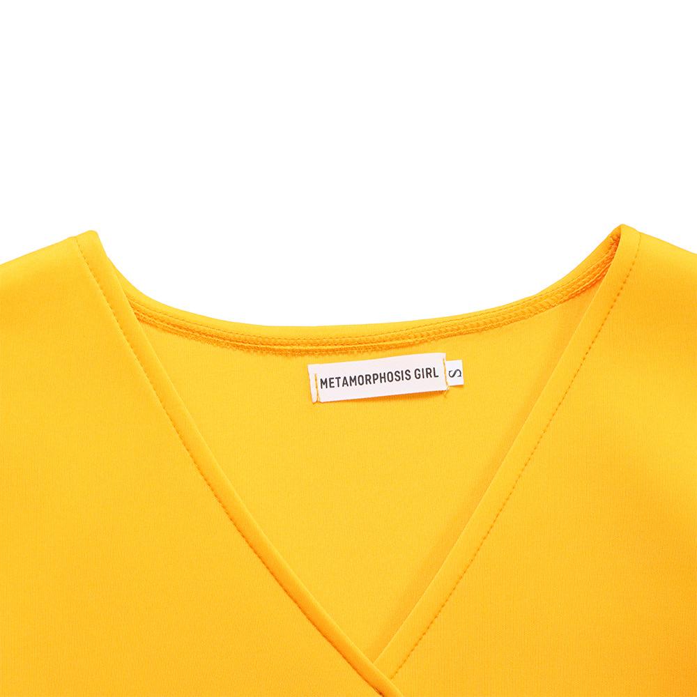 Летнее женское платье больших размеров с расклешенными рукавами и v-образным вырезом, модное темпераментное платье с большой юбкой и подолом