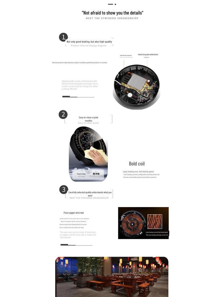 Round Induction Hot Pot Cooker, 800W-3000W, Button Control, High Power, Free Shipping