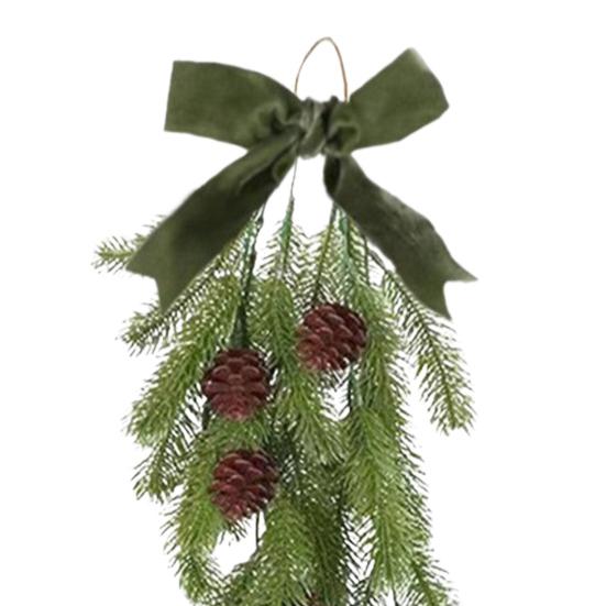 Yousheng 2 шт. рождественская гирлянда в форме капли, искусственные сосновые иголки, гирлянда с шишками и бантом, искусственная подвесная гирлянда из зелени для домашнего декора