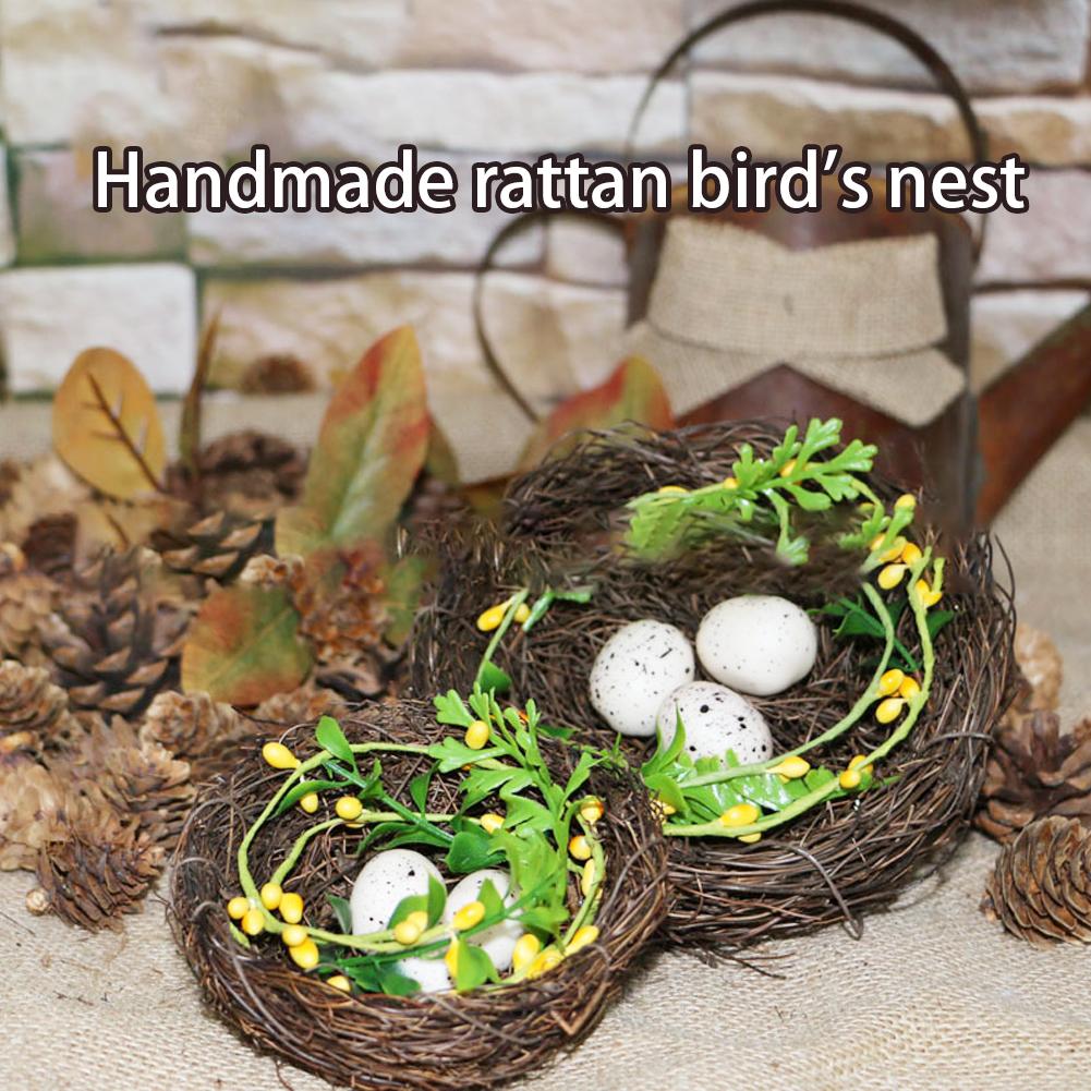 Новое круглое ротанговое птичье гнездо пасхальное ручная работа своими руками поделка дом птичье гнездо садовый декор домашняя подставка для яиц U3X6