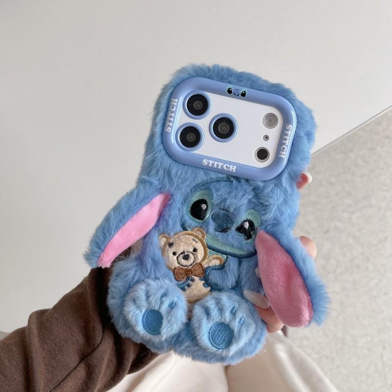 Плюшевый чехол для телефона Stitch с милым мультяшным дизайном, мягкая противоударная задняя крышка для iphone 17 16 15 14 Plus 13 Pro Max 17Air