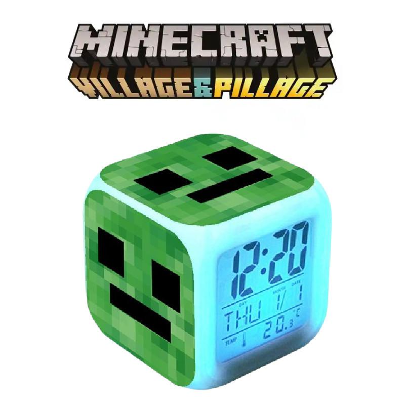 Colourful Minecraft Changing Alarm Clock With Lcd Screen Calendar For Use Home