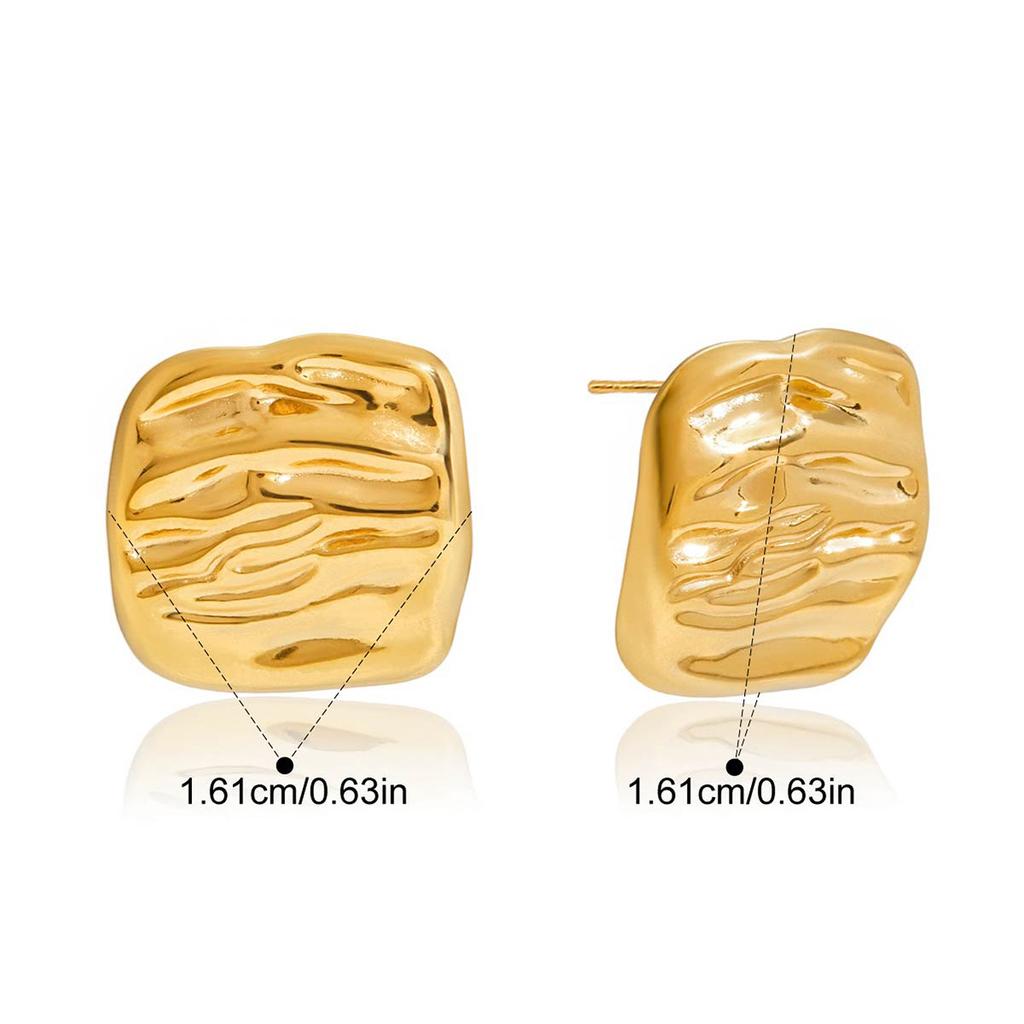 Yori Fashion Серьги-гвоздики из нержавеющей стали с молотковым покрытием, плиссированные, геометрической формы, квадратные, для женщин, элегантные, шикарные, привлекательные, ювелирный подарок