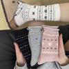 Spring and Summer Mid-calf Socks for Women, White Bow-shaped Heart-shaped Cotton Socks with Burken Shoes and Socks