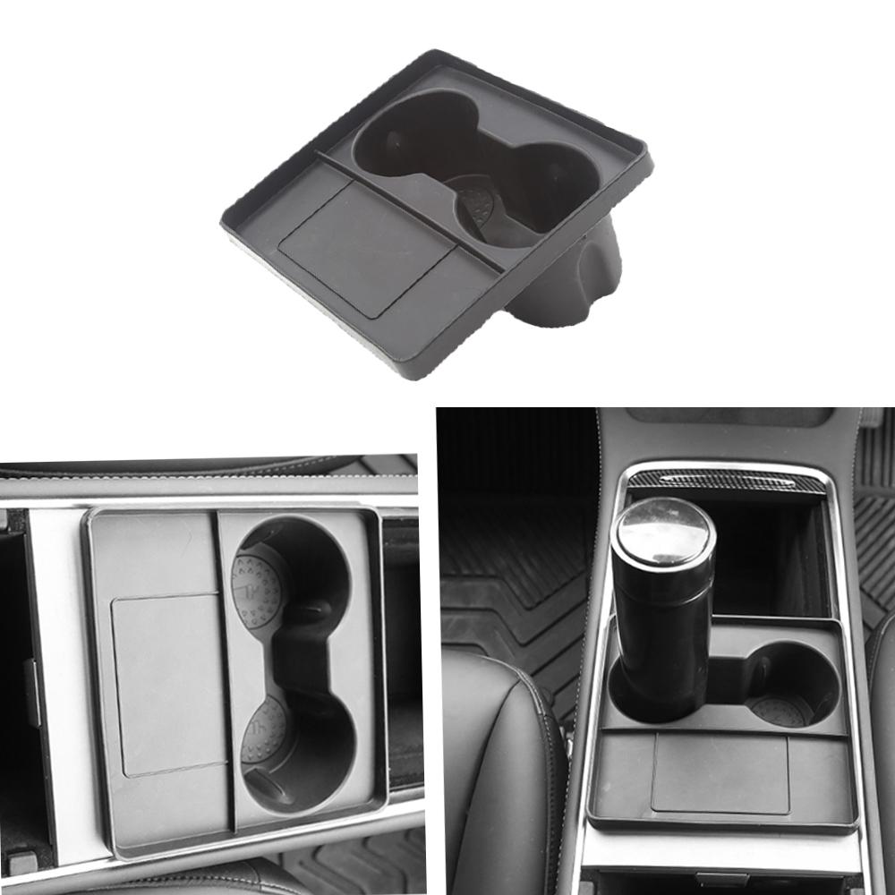 For Tesla Model 3/Y 2024-2024 Central Control Cup Holder Card Key Limit Area Storage Box Beverage Non-slip Double Hole Insert