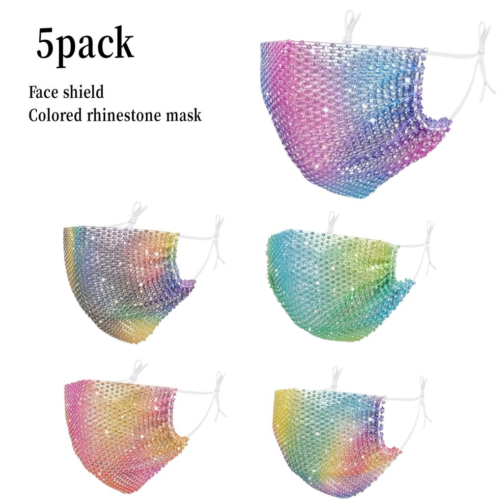 5 шт. блестящих кристальных блестящих масок для лица - сетчатая маска со стразами для женщин и девочек, идеально подходит для ночных клубов и вечеринок