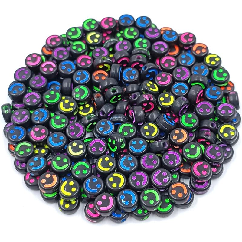 Высококачественные круглые плоские креативные бусины Smile 50 шт. 7 мм для сережек, ожерелий, смешанных цветов, аксессуары для ювелирных изделий своими руками, свободные бусины