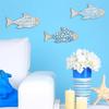 3Pieces Handcrafted Wooden Fish School Wall Hanging Sculpture Ornaments For Coastal Nursery Decors Beach Theme Design