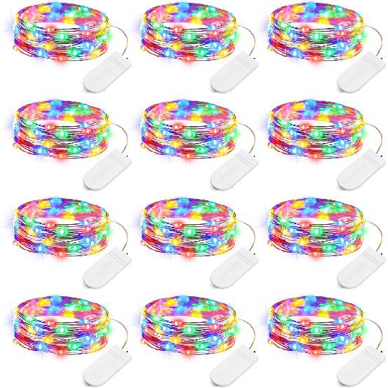 Brightown 12 Pack 7ft Battery Operated LED Fairy Lights for Xmas Decoration