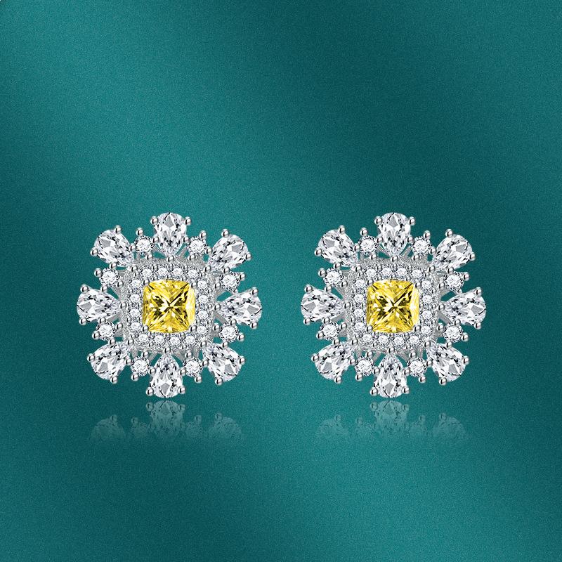 Luxury Bella White Women Box Zircon Stud Earrings Wedding Engagement Party Gift