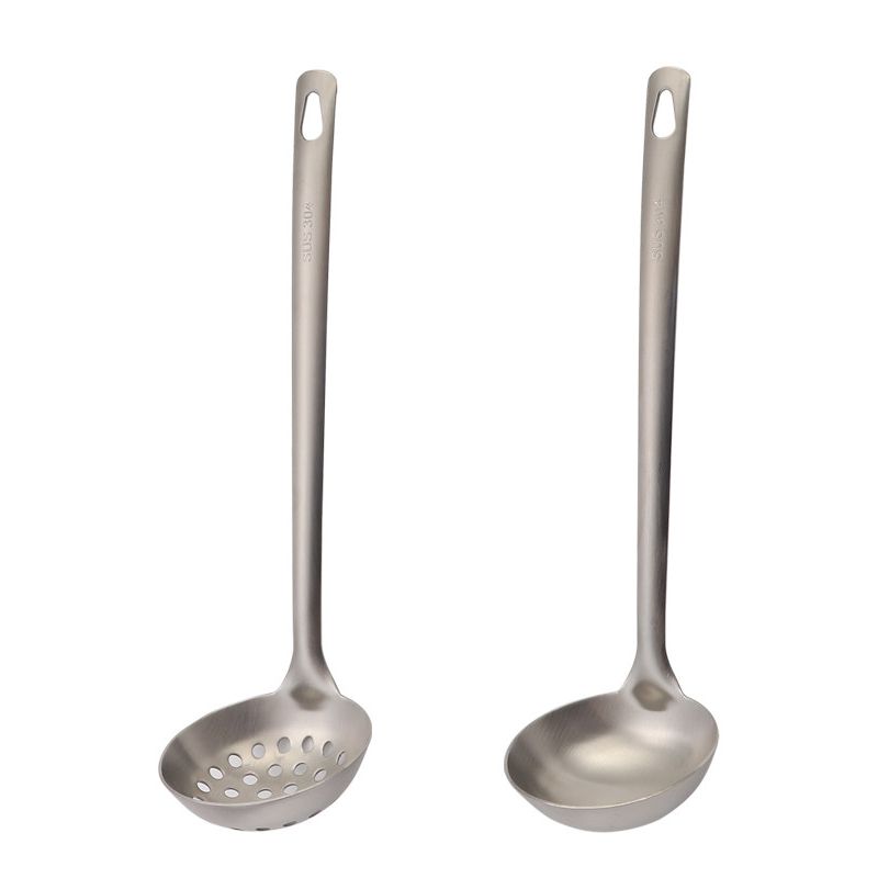 Pot Spoon, Skimmer Spoon, 304 Stainless Steel Spoon, Sandblasted, Thickened, Extended, with Hanging Hole, Household Soup Spoon, Commercial Soup Spoon