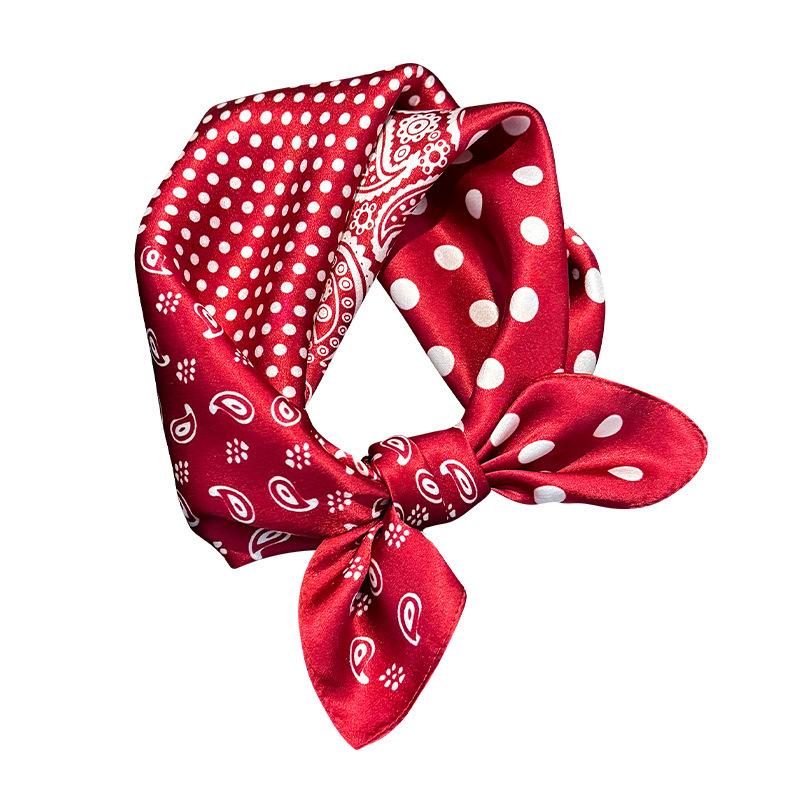 Cashew Nut Polka Dot Red Silk Small Square Scarf Silk Scarf 100% Mulberry Silk Hangzhou Silk 2025