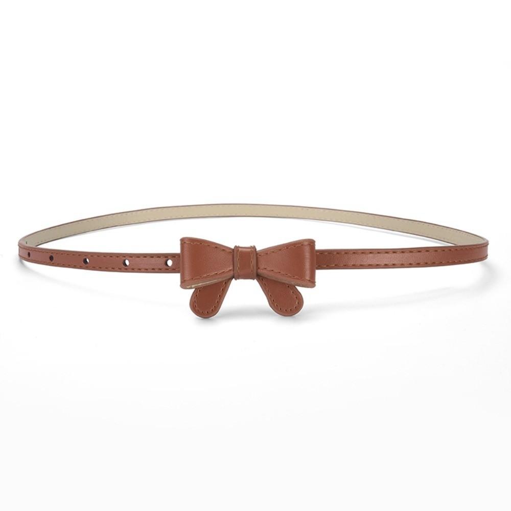 New Bowknot Leather Belt Solid Color Adjustable Thin Belt Simple Waist Chain for Jeans