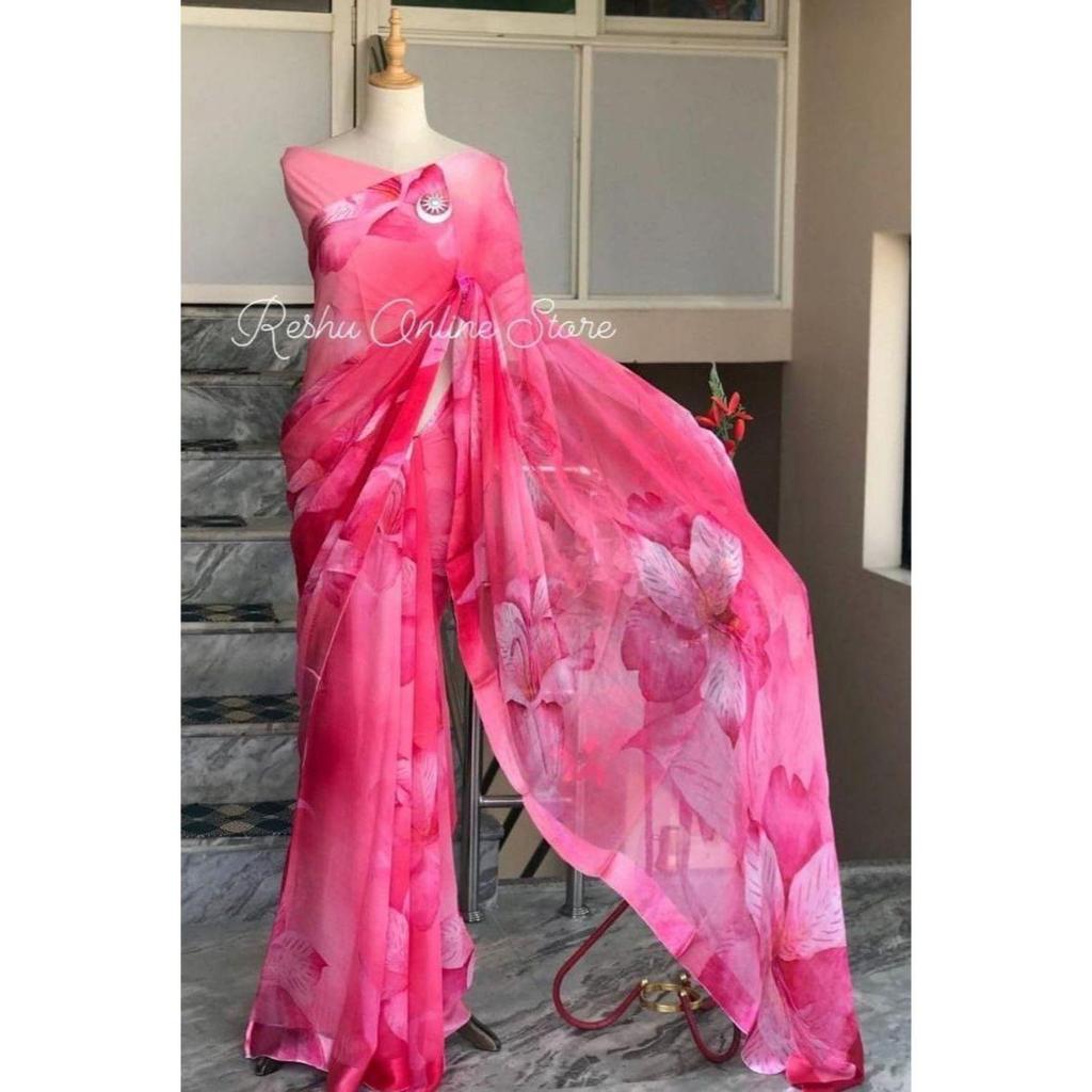 Stylish Casual Wear & Office Wear Saree for Women, Blouse (Need To Be Stitched As Per Size And Fit)