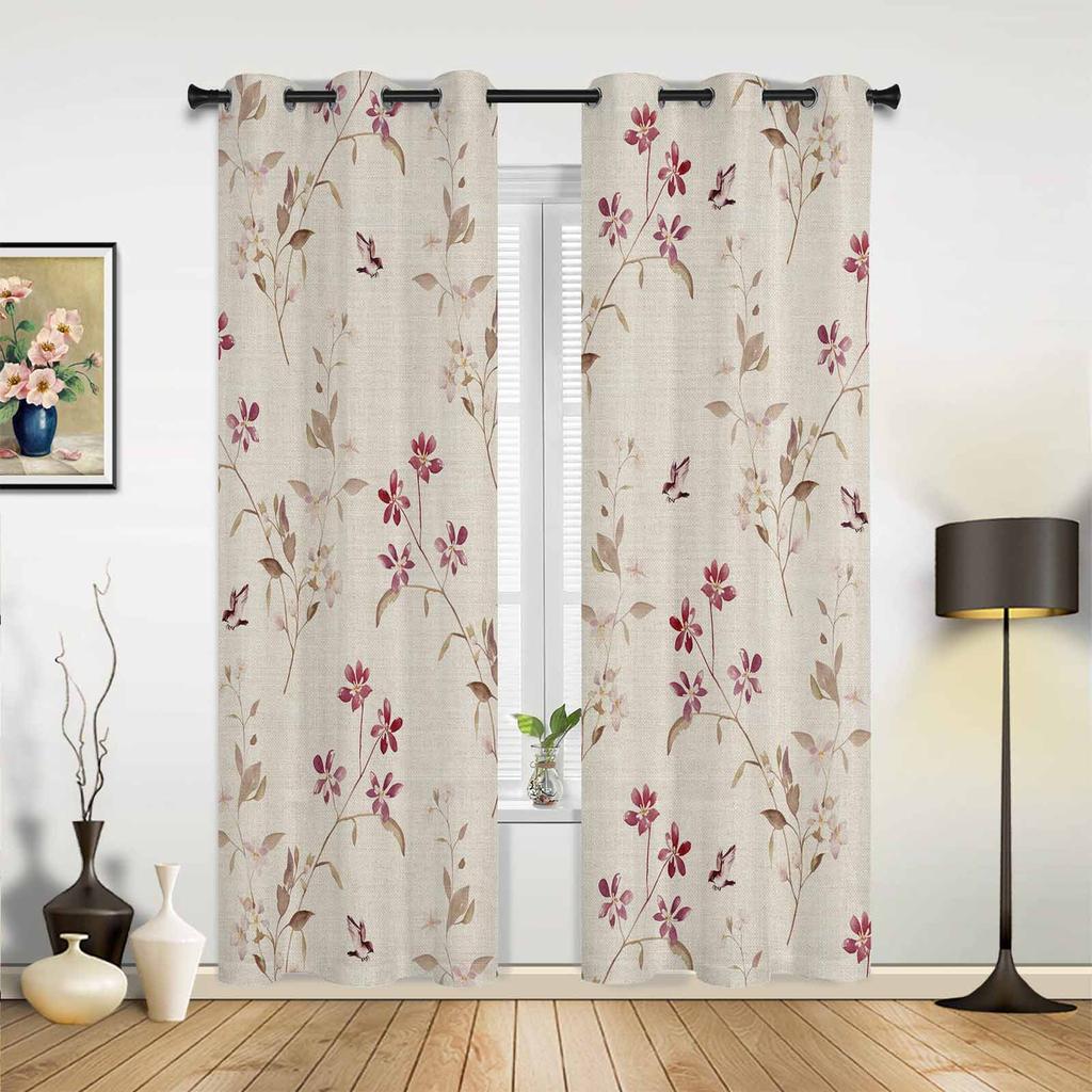 2PC  Home Decoration Curtains, Red Gold Ramadan Festival With Pole Pocket Curtains, Suitable For Living Room, Study Farm