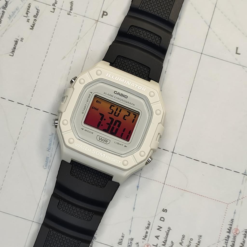Casio Унисекс Оранжевые часы серии DIGITAL W-218HC-8AV(Watch3--)