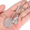 12pcs Metal Material Badminton Keychain Charm Fashionable Design Metal Keyrings  For Ball Lovers