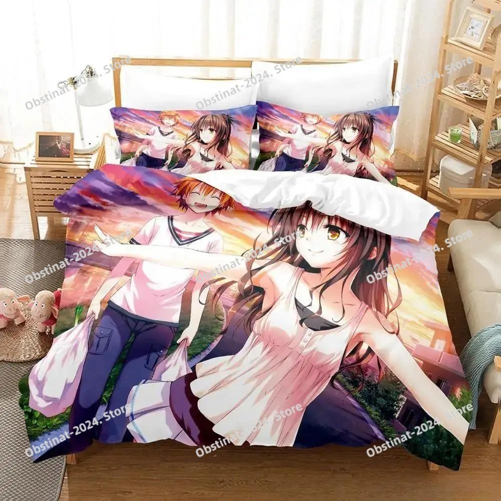 Аниме Yami To LOVE Ru Постельный набор Пододеяльник Комплект для кровати Покрывало Наволочка Одеяло Кинг Сайз Квин Сайз Мальчики Взрослые Домашний текстиль