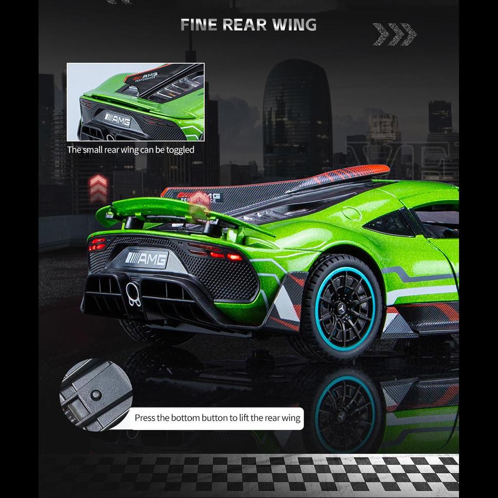 1/24 Scale Benz ONE Sports Diecast Car Model Toy, Pull Back Toy Vehicle with Sound and Light for Kids Toddler Boys Girls Gift Collection