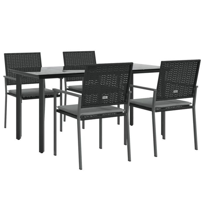 VidaXL Garden Dining Set 5 Pcs Cushions Wicker Steel 3187025