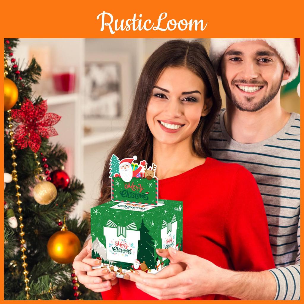 Green Christmas Party Gift Box With Santa Claus Print For Family And Friends