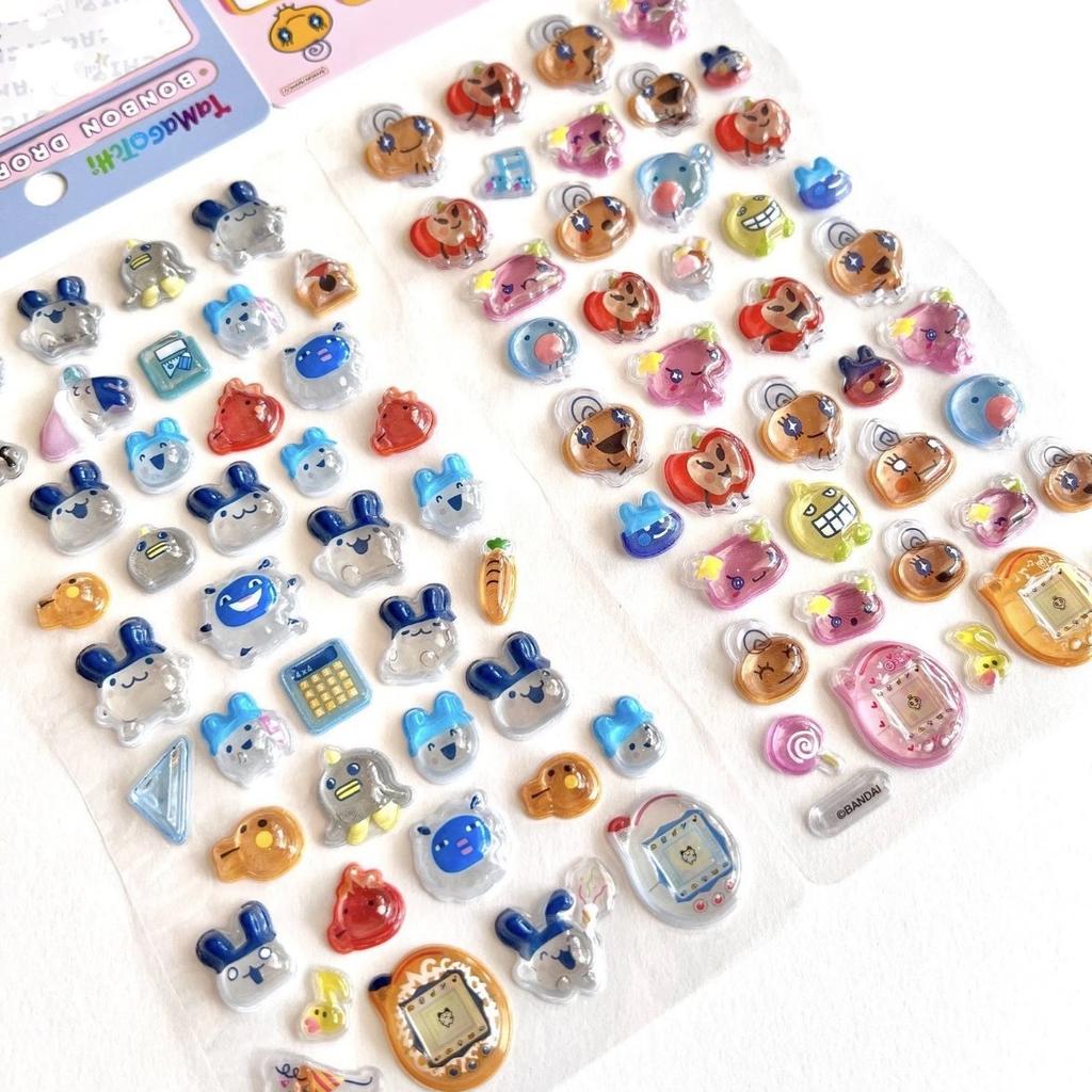 Anime Tamagotchi 3D Stickers Transparent Jelly Crystal DIY Decorative Mametchi Mimitchi Sticker Cute Desktop Phone Case Toy