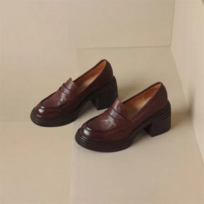 Женские кожаные мокасины на платформе, модные туфли без застежек на толстой подошве в стиле ретро, женские офисные туфли-лодочки, мокасины, женская обувь Мэри Джейн