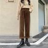 Casual Elastic High Waist Pants Sashes Corduroy Pants Female Trousers Spring Wide Leg Loose Pants