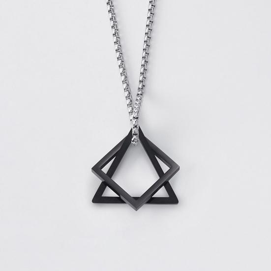 Men Necklace Triangle Square Pendant Necklace Dating Work Party Versatile Style Necklace Clothing Accessory