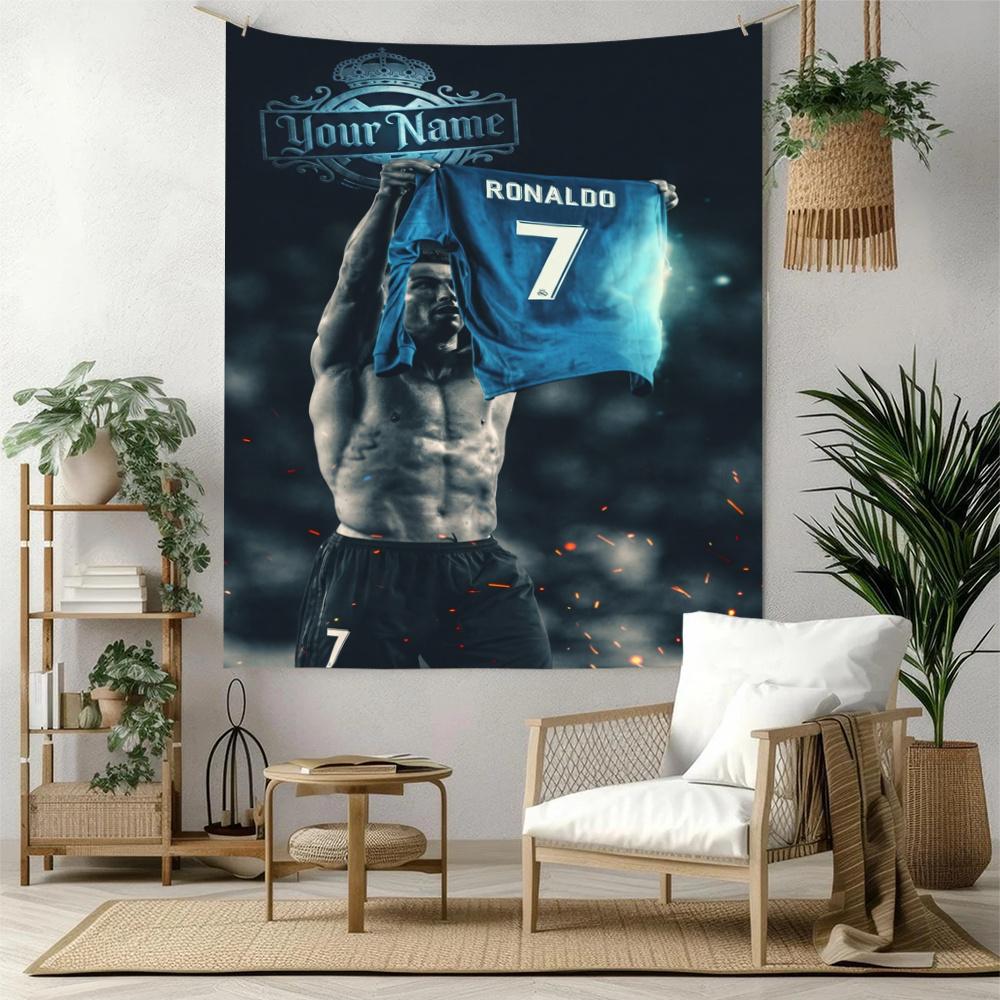 Cristiano Ronaldo Retro Tapestry Nordic Minimal Suitable For Living Room Studio Wall Balcony Yearround Hand Painted Style