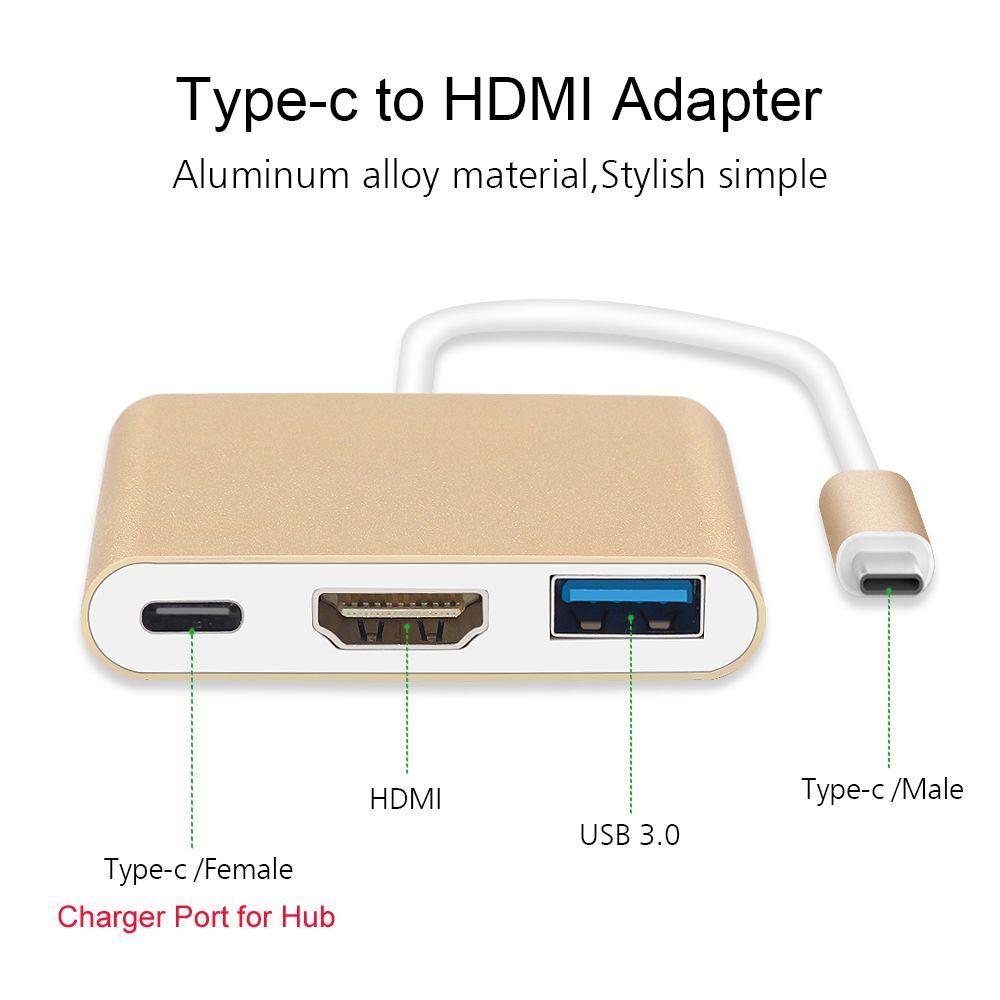 Professional Multi-port Adapter USB-C USB 3.0 USB 3.1 Type C 3 in 1 Hub 4K HDMI