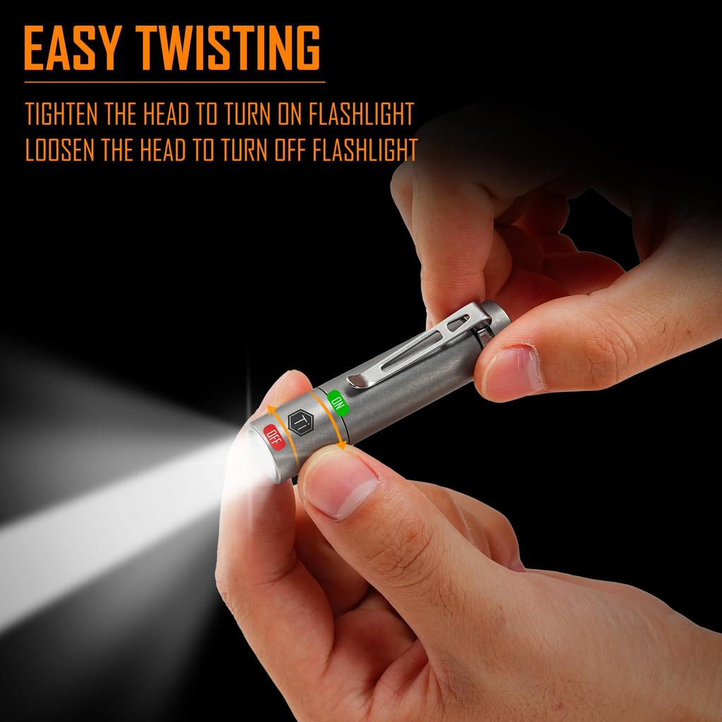 KeyUnity KF04 Titanium Pocket LED Изготовлен из титана, ультра совместим с щелочными батареями AAA AAA IPX8, устойчив к коррозии, практичное освещение для яркости 120 EDC