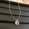 Pink Diamond Heart Necklace, Sparkling Crystal Love Pendant Necklace For Women Fashion Jewelry Gift