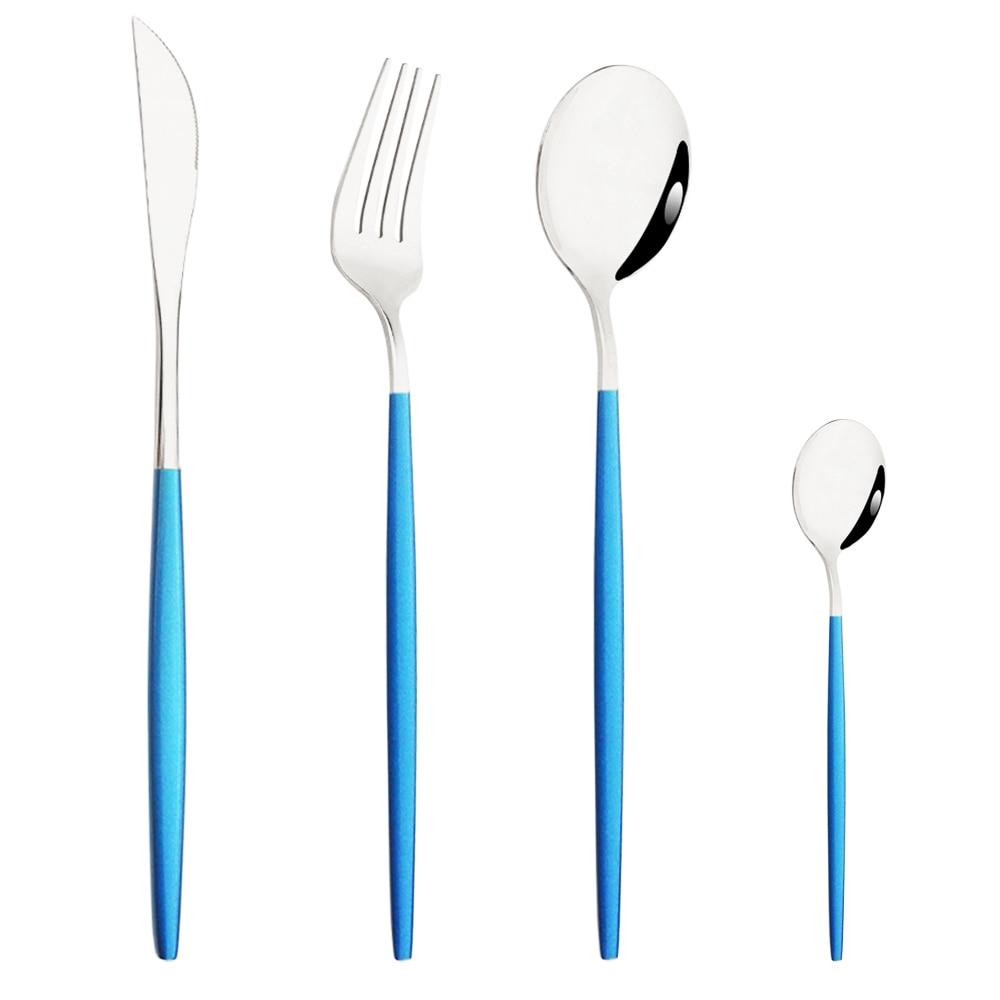 4pcs Gold Dinnerware Set Stainless Steel Tableware Set Knife Fork Spoon Flatware Set Dishwasher Safe Silverware Cutlery Set