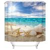 Шторка для душа Ванная комната Ткань Без сверления Пляж Природный пейзаж Цифровая печать Шторка для душа С 12 крючками