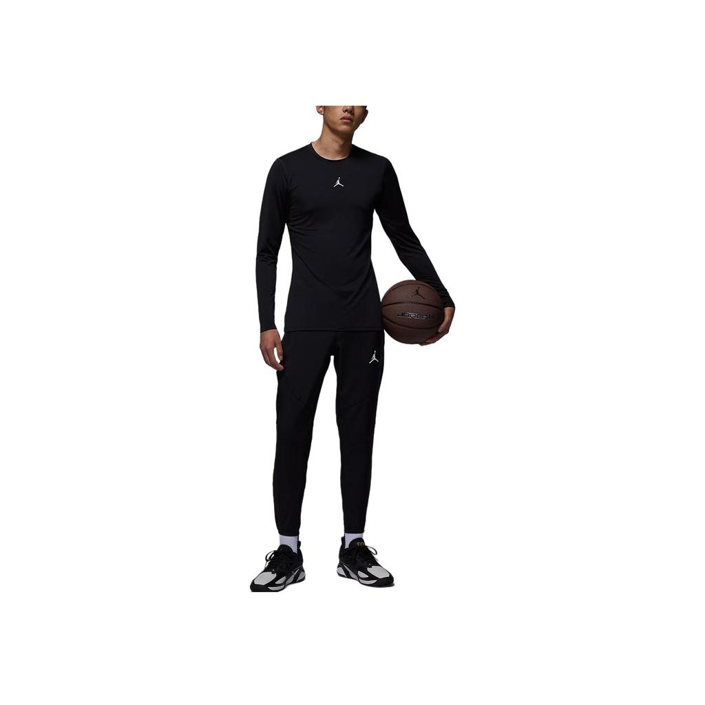 Jordan Спортивная футболка Dri-FIT однотонная простая удобная с длинным рукавом быстросохнущая мужская топы Черный Белый HQ8684-010