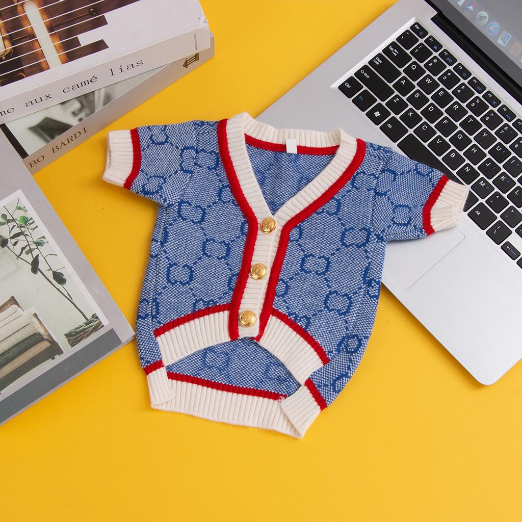 New Designer Tide Brand Pet Sweater Autumn/winter Knitted Cardigan Puppy Clothes Dog Costume Bago Teddy Dog Clothing