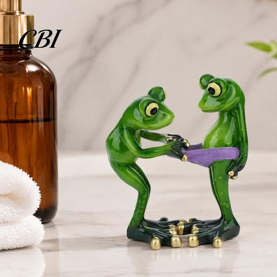 Cute Animal Figurines for Living Room Funny Frog Figurine, Creative Resin Statue, Novelty Sculpture Ornament Whimsical Tabletop Decorations