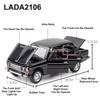 ABAD1 1/24 LADA 2106 Diecast Alloy Car Model Toy Metal Body Door Can Opened Toy Car Pull Back Sound Light Rubber Tire Vehicle Boy Gift