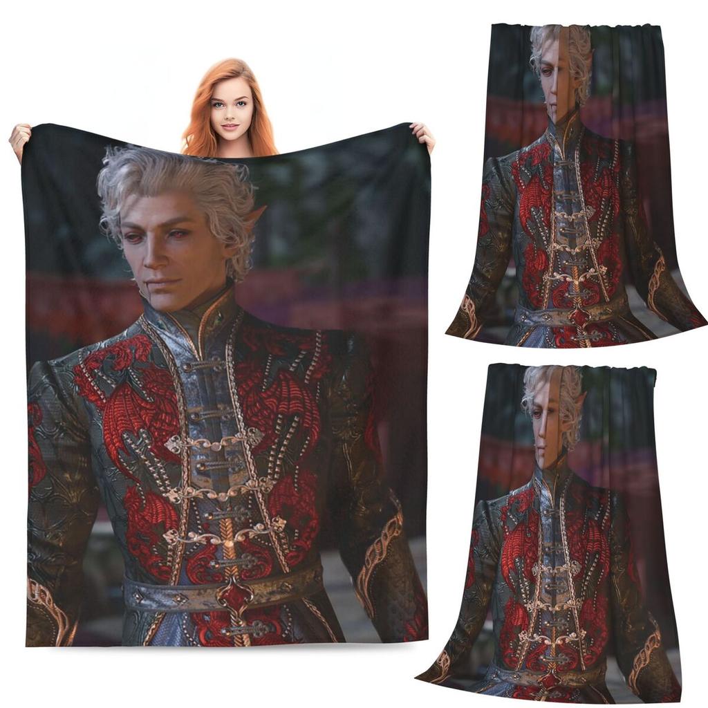 Baldur's Gate 3 Астарион Персонаж Вампира Плед Мягкий Теплый Фланелевый Плед Постельное белье для Кровати Гостиной Путешествий Дома Дивана
