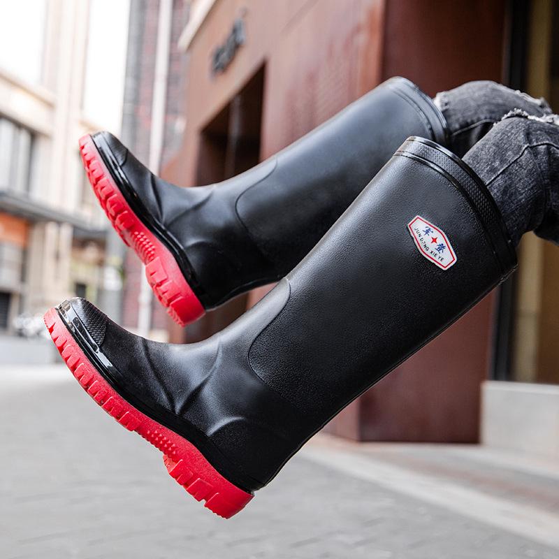 Men's 45CM High Work Rain Boots: Durable, Non-Slip, Waterproof, Thick-Soled for Construction