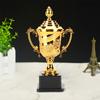 Gold Plastic Trophy Gold Trophy Cup with Lid Game Match Trophy Rose Pattern Winners Award Trophy for Championships Tournaments
