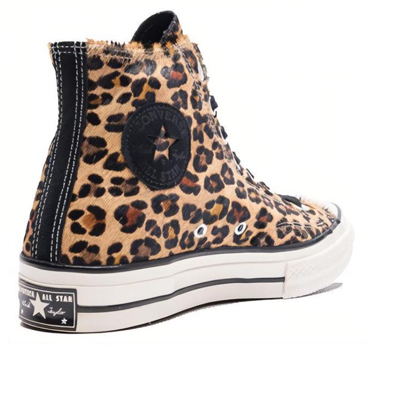 Converse Chuck Taylor All Star 1970-е Круглый носок Шнуровка Высокие эспадрильи Унисекс Леопардовый принт